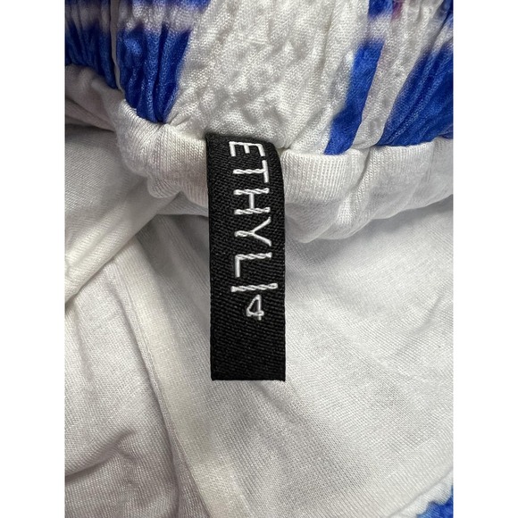 Ethyl Skort Womens 4 Blue White Plaid Crinkle Pull On Pockets Built In Shorts - Picture 2 of 7